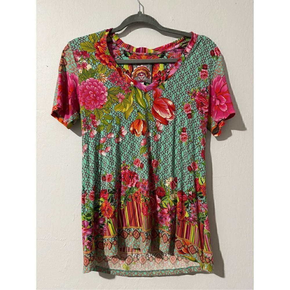 Johnny Was Mona May art to wear Bamboo tee Xs